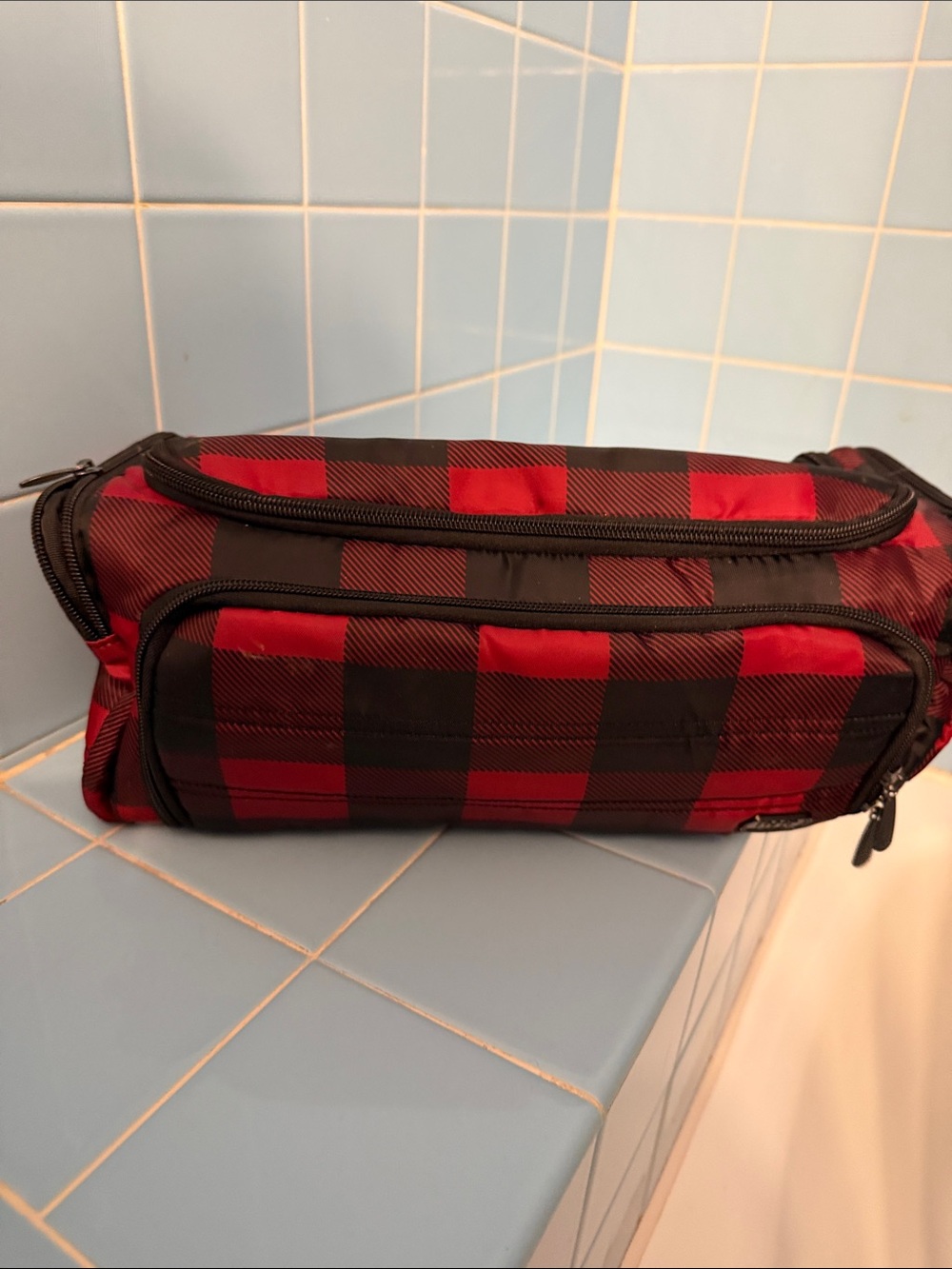 lug Red and Black Buffalo Plaid Cosmetic Travel Case